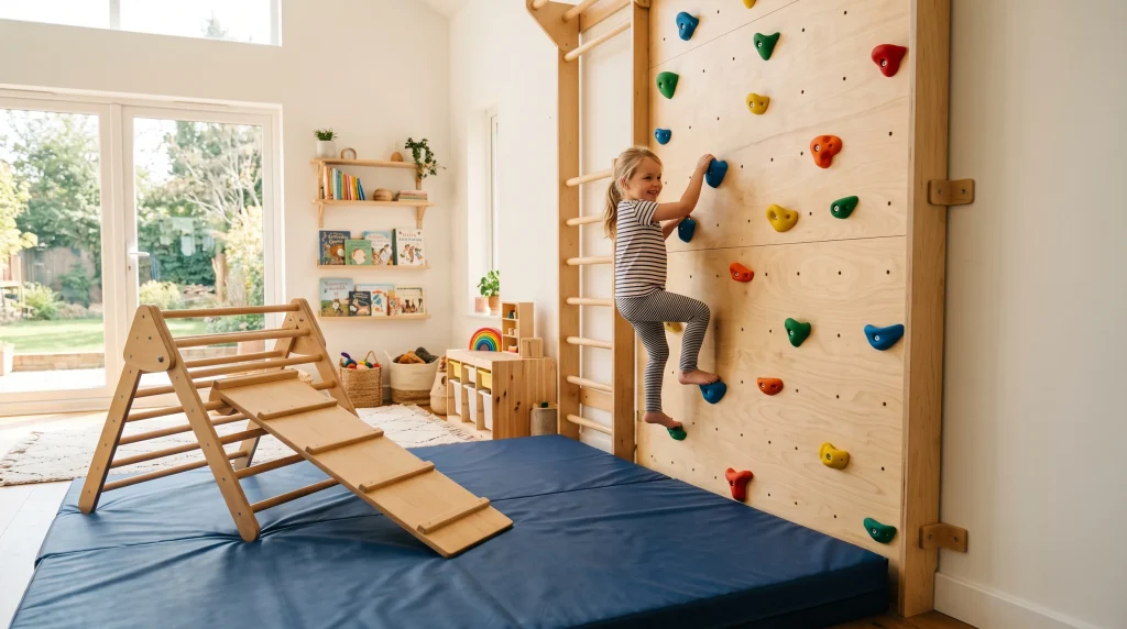 Strutture di arrampicata in legno per bambini parete indoor e triangolo di Pikler
