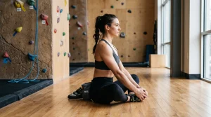 Guide Arrampicata e Mobilità per Tutti i Livelli | Arrampicata.info 3 Atleta esegue esercizio di stretching per adduttori e bacino contro la pubalgia