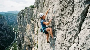 Guide Arrampicata e Mobilità per Tutti i Livelli | Arrampicata.info 3 Climber che pratica free climbing assicurato su una parete di roccia calcarea